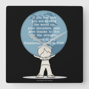 Thankful for Strength Square Wall Clock