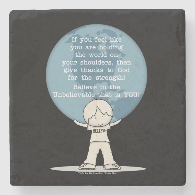 Thankful for Strength Stone Coaster (Front)