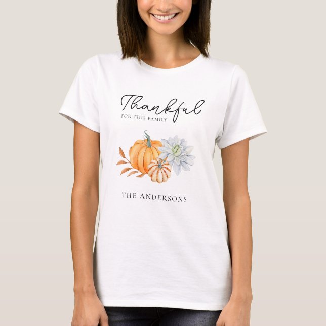 Thankful for this Family Thanksgiving Simple T-Shirt (Front)
