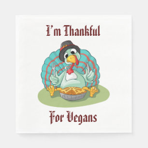 Thankful for Vegans Thanksgiving Holiday Turkey Napkin