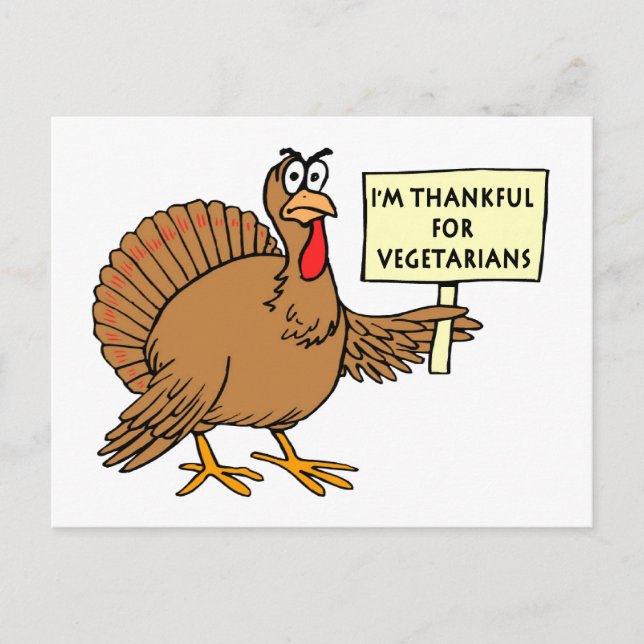 Thankful For Vegetarians Holiday Postcard (Front)