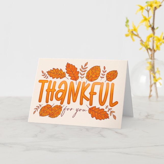 Thankful for you Fall Thanksgiving Greeting Card (Yellow Flower)
