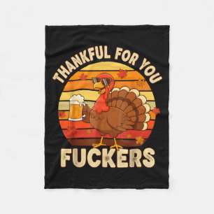 Thankful For You Forers Thanksgiving Happy Turkey Fleece Blanket