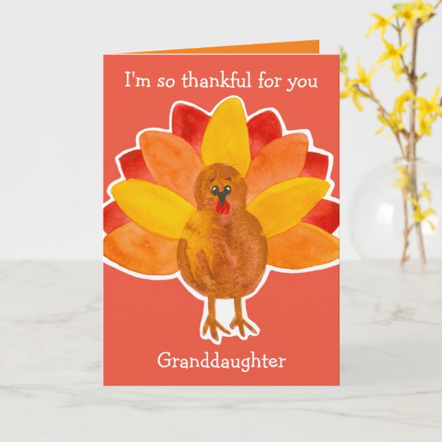 Thankful For You Granddaughter Happy Thanksgiving Card (Yellow Flower)