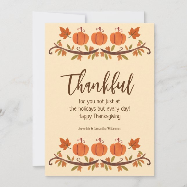 Thankful For You Happy Thanksgiving Holiday Card (Front)