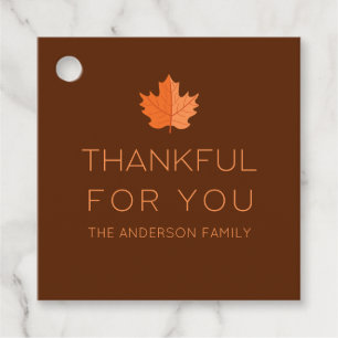 Thankful For You   Modern Minimalist Thanksgiving Favour Tags