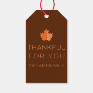 Thankful For You Modern Minimalist Thanksgiving Gift Tags