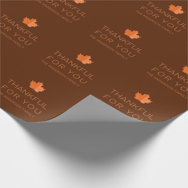 Thankful For You | Modern Minimalist Thanksgiving Wrapping Paper (Corner)