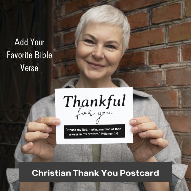 Thankful For You Philemon Prayer Postcard (Add Your Favorite Bible Verse Thank You Postcard)