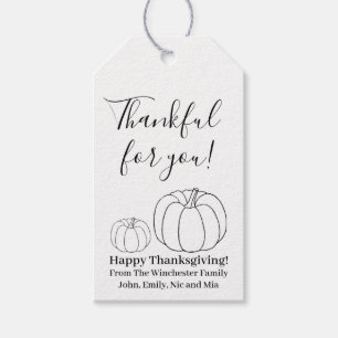 Thankful for you pumpkin custom text Thanksgiving Gift Tags
