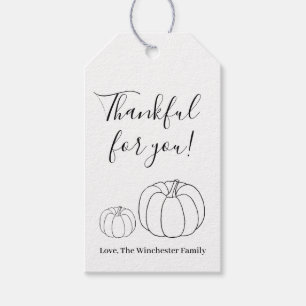 Thankful for you pumpkin custom text Thanksgiving Gift Tags