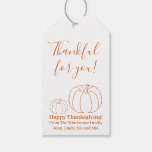 Thankful for you pumpkin spice custom Thanksgiving Gift Tags