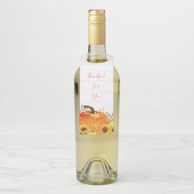 Thankful for You Thanksgiving Bottle Hanger Tag (On Bottle)