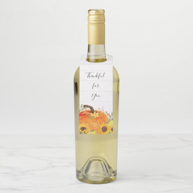 Thankful for You Thanksgiving Bottle Tag (On Bottle)