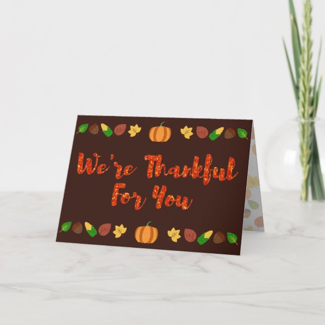 Thankful For You Thanksgiving Holiday Card (Front)