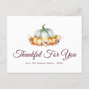 Thankful for you thanksgiving holiday postcard