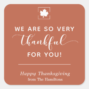Thankful for You Thanksgiving Sticker in Rust