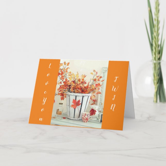THANKFUL FOR YOU **TWIN** AT THANKSGIVING HOLIDAY CARD (Front)