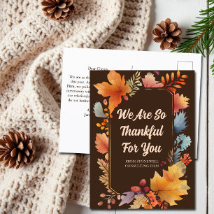 Thankful for Your Business Thanksgiving Leaves Postcard