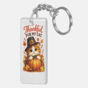 Thankful Fur My Cat Thanksgiving Key Ring