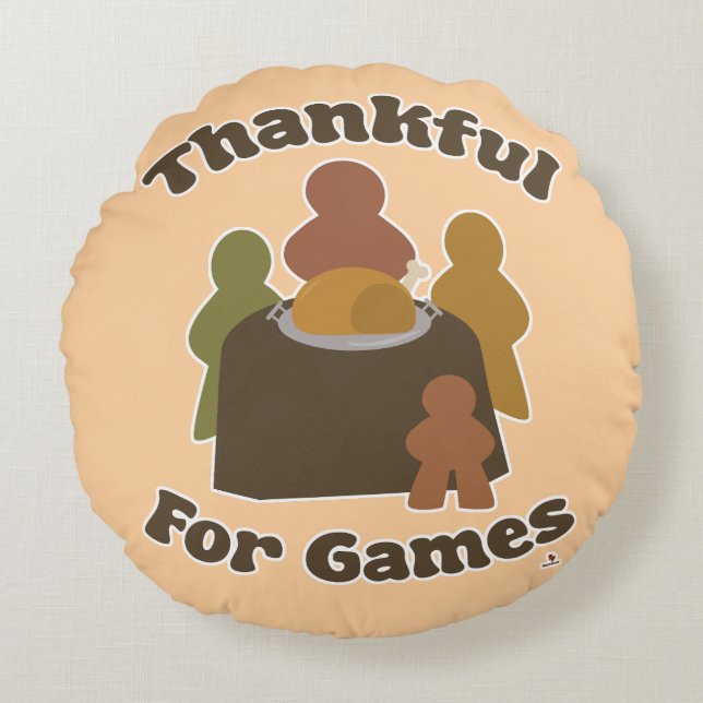 Thankful Games Thanksgiving Boardgame Life Round Cushion (Front)