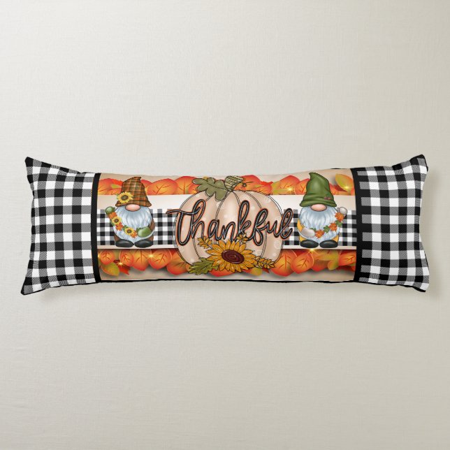 Thankful Gnome Buffalo Plaid Body Cushion (Front)