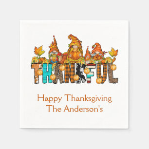 Thankful Gnomes Fall Thanksgiving Autumn Pumpkins Napkin