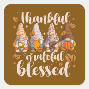 Thankful Gnomes Square Sticker