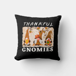 Thankful Gnomies with Cute Autumn Trio of Gnomes Cushion