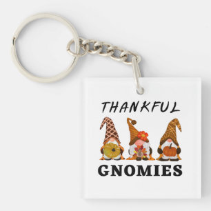 Thankful Gnomies with Cute Autumn Trio of Gnomes Key Ring