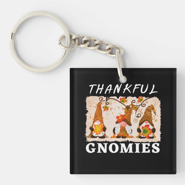 Thankful Gnomies with Cute Autumn Trio of Gnomes Key Ring (Front)