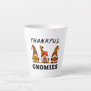 Thankful Gnomies with Cute Autumn Trio of Gnomes Latte Mug