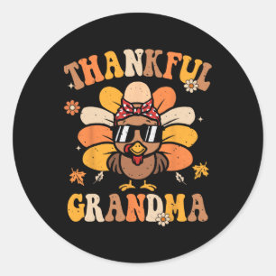 Thankful Grandma Rainbow Leopard Thanksgiving Gran Classic Round Sticker