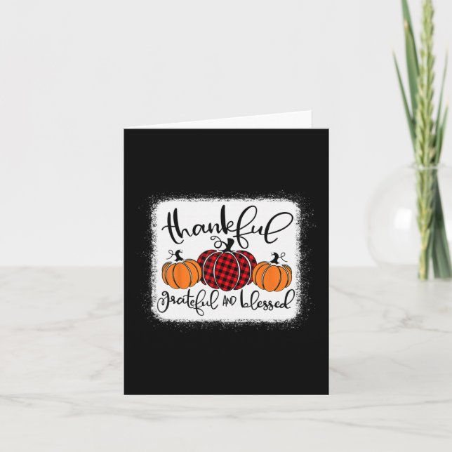 Thankful Grateful and Blessed Pumpkin Fall Thanksg Card (Front)