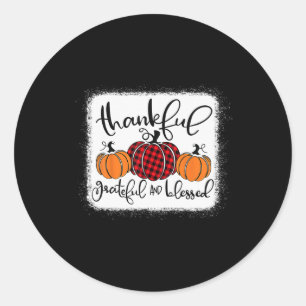 Thankful Grateful and Blessed Pumpkin Fall Thanksg Classic Round Sticker