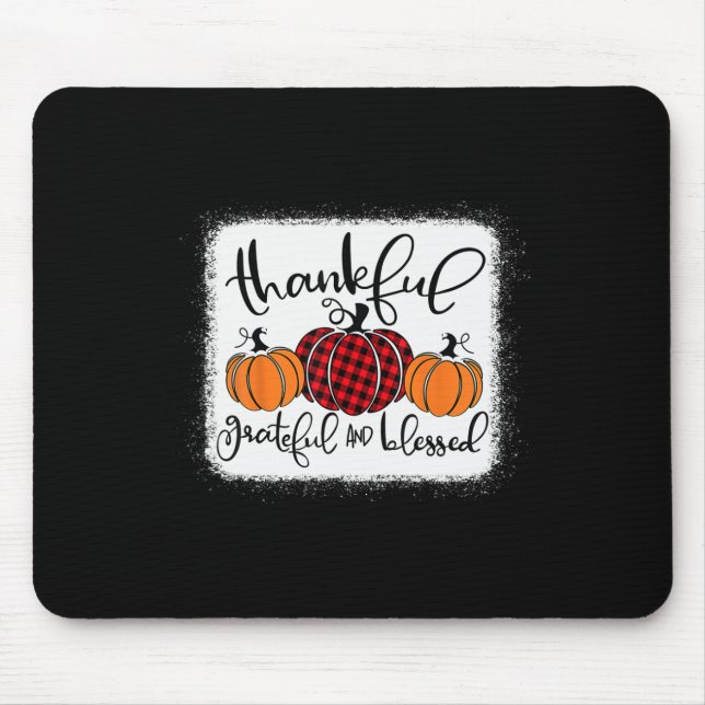 Thankful Grateful and Blessed Pumpkin Fall Thanksg Mouse Mat (Front)