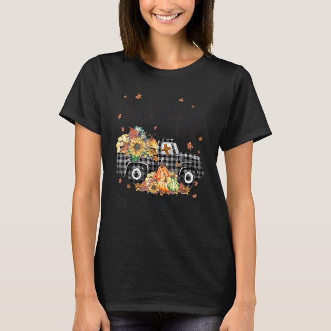 Thankful Grateful and Blessed Pumpkin Fall Thanksg T-Shirt (Front)