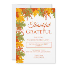 Thankful & Grateful Autumn Leaves Thanksgiving