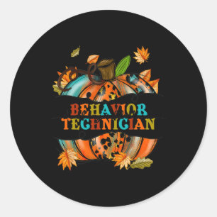 Thankful Grateful Behaviour Technician Pumpkin Aut Classic Round Sticker