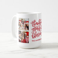 Thankful Grateful Blessed 4 Photo Name Red