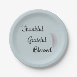 Thankful Grateful Blessed Angel Feather Paper Plate