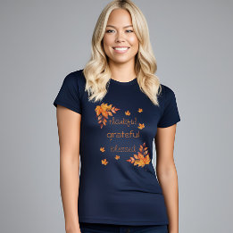 Thankful Grateful Blessed Autumn Fall Leaves T-Shirt