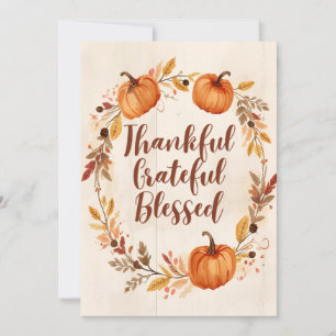 Thankful Grateful Blessed Autumn Invitation