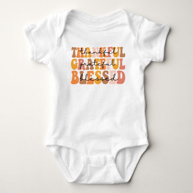 Thankful Grateful Blessed Baby Bodysuit (Front)