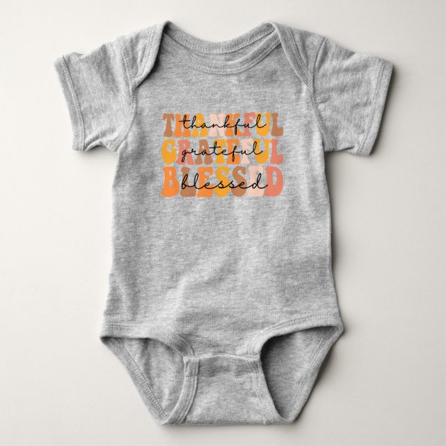 Thankful Grateful Blessed Baby Bodysuit (Front)