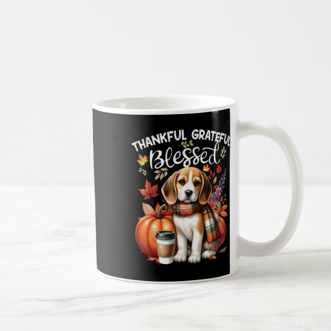 Thankful Grateful Blessed Beagle Dog Happy Fall Y' Coffee Mug (Right)
