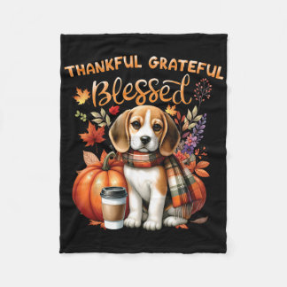 Thankful Grateful Blessed Beagle Dog Happy Fall Y' Fleece Blanket