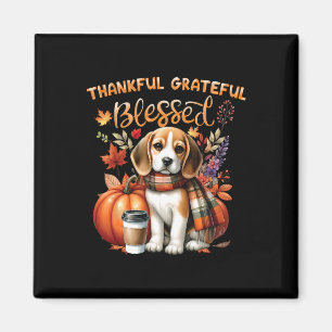 Thankful Grateful Blessed Beagle Dog Happy Fall Y' Magnet