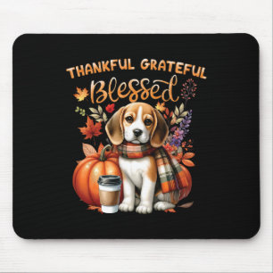 Thankful Grateful Blessed Beagle Dog Happy Fall Y' Mouse Mat