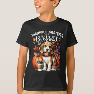 Thankful Grateful Blessed Beagle Dog Happy Fall Y' T-Shirt